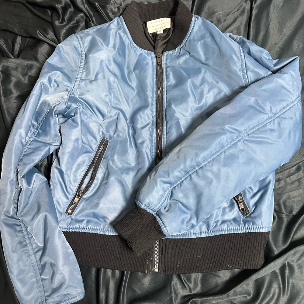 Kendall & Kylie Light Blue Bomber Jacket